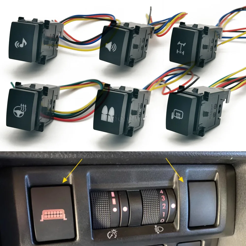 1Pc Car LED DRL Front Rear Fog Button Radar Parking Fan Switch with Connecting Wire For Subaru Forester (SK) 2019 2020 2021