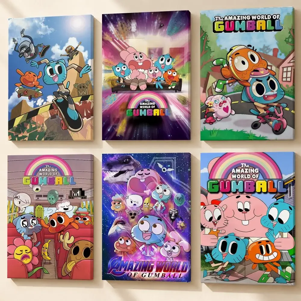 T-The Amazing World of Gumball Framed Wall Painting Wooden Canvas Poster Stretcher Frame Inner Frame Kit for Wall Art Painting