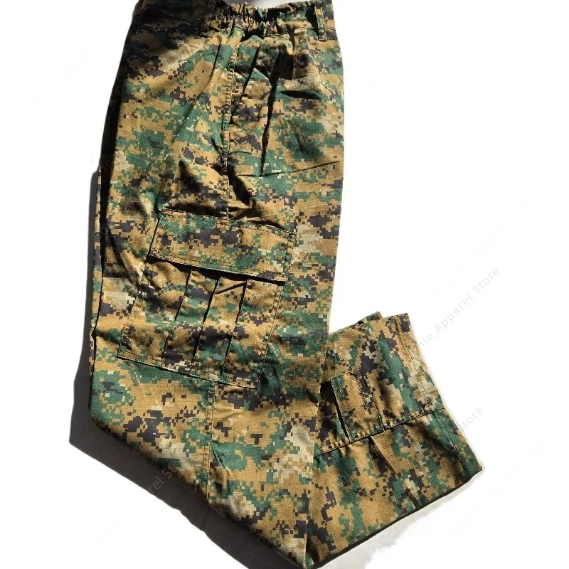 Men's Tactical Cargo Pants Digital Camouflage Military Combat Trousers Multi-Pocket Outdoor Hiking Training Camo Pants