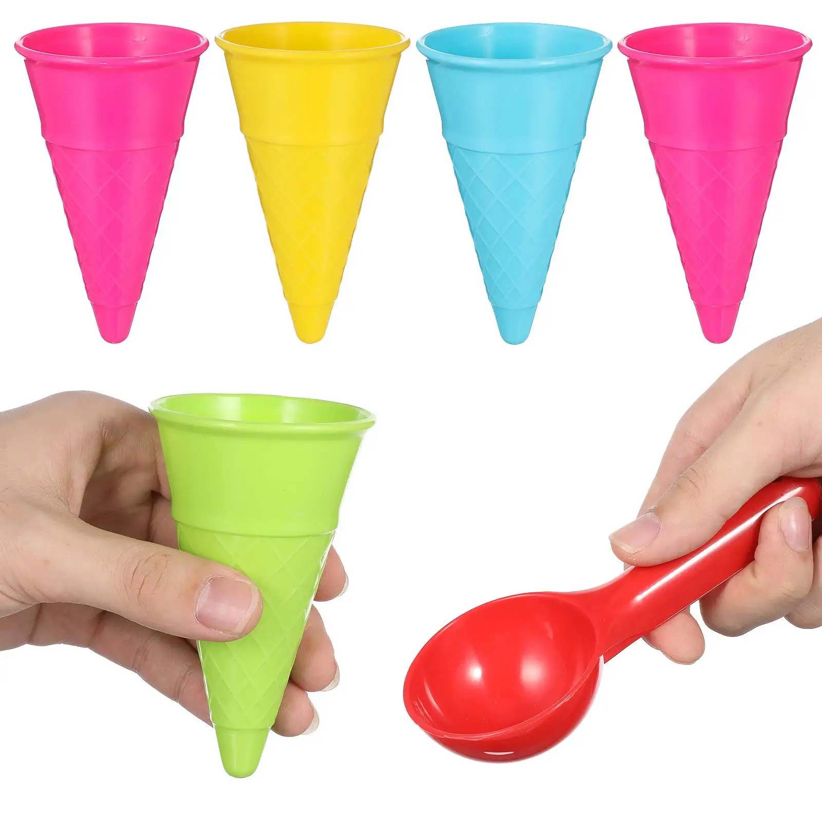 

Набор для пляжа: 5 конусов для мороженого и 1 лопатка, пластиковые игрушки для песка, для игр на открытом воздухе, для детей