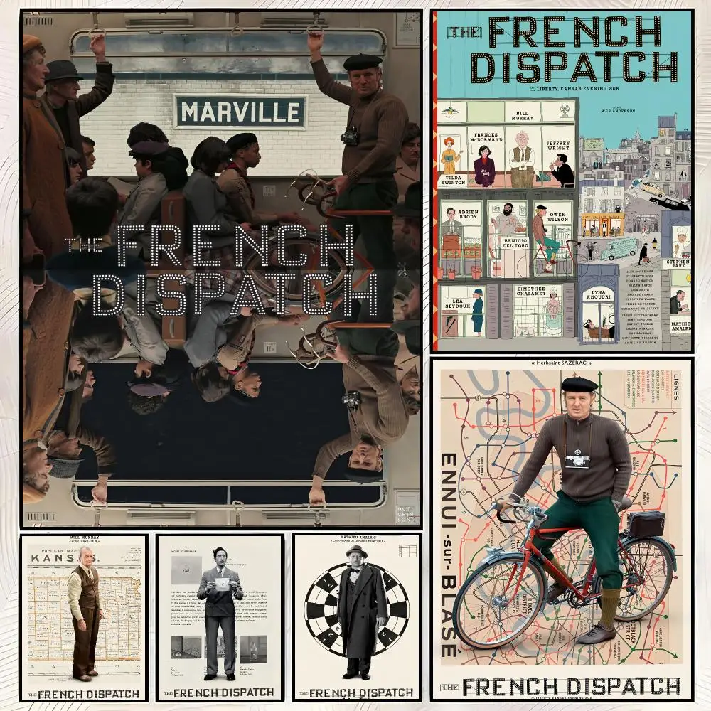 Movie The F-french Dispatch Poster Vintage PP Paper Wall Art Home Decor Print for Bedroom Living Room Aesthetic Gift