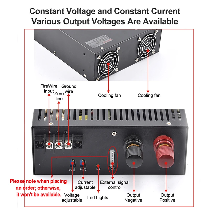 2500W 3000W Switching Power Supply with & Without Digital Display CC CV PSU AC-DC SMPS 12V~350V ADJ for Industrial Automation