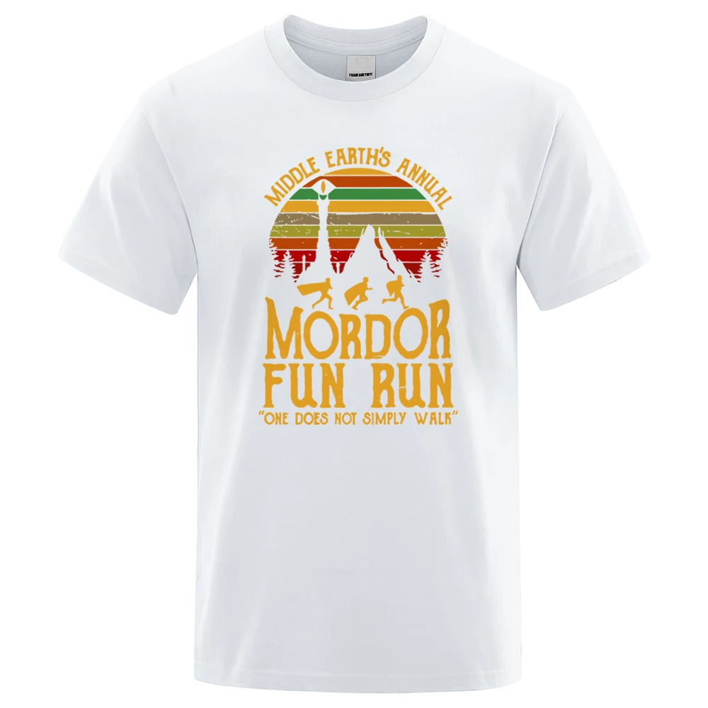

Middle Earth'S Annual Mordor Fun Run Print T Shirt Men Women Tshirts Summer Cotton Tops Cotton Street Hip Hop T-Shirts