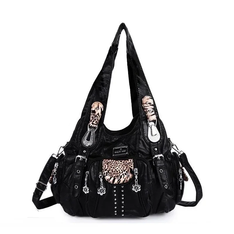 

Angelkiss Women's Bag Fashion Handbags Leopard Shoulder Bags PU Leather Satchel Large-capacity Shoulder Purse Bag bolsa feminina