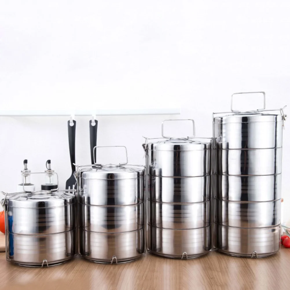 

Stainless Steel Insulated Lunch Box 4-tier Portable Food Container for Picnic School Office (12cm)