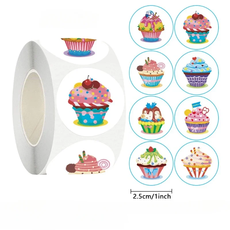 8 Kinds Of Happy Birthday Stickers 1 Inch Round Party Gift Wrapping Cake Scrapbook Card Decoration Label