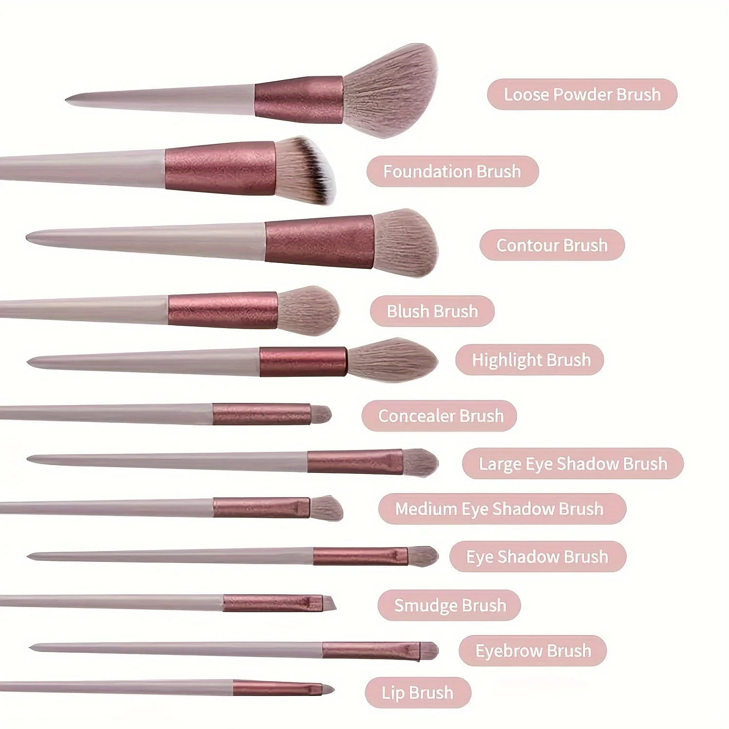 Conjunto de pincéis de maquiagem 13 peças, pincel de maquiagem portátil, pincel de sombra, pincel de blush em pó super macio, ferramenta de maquiagem