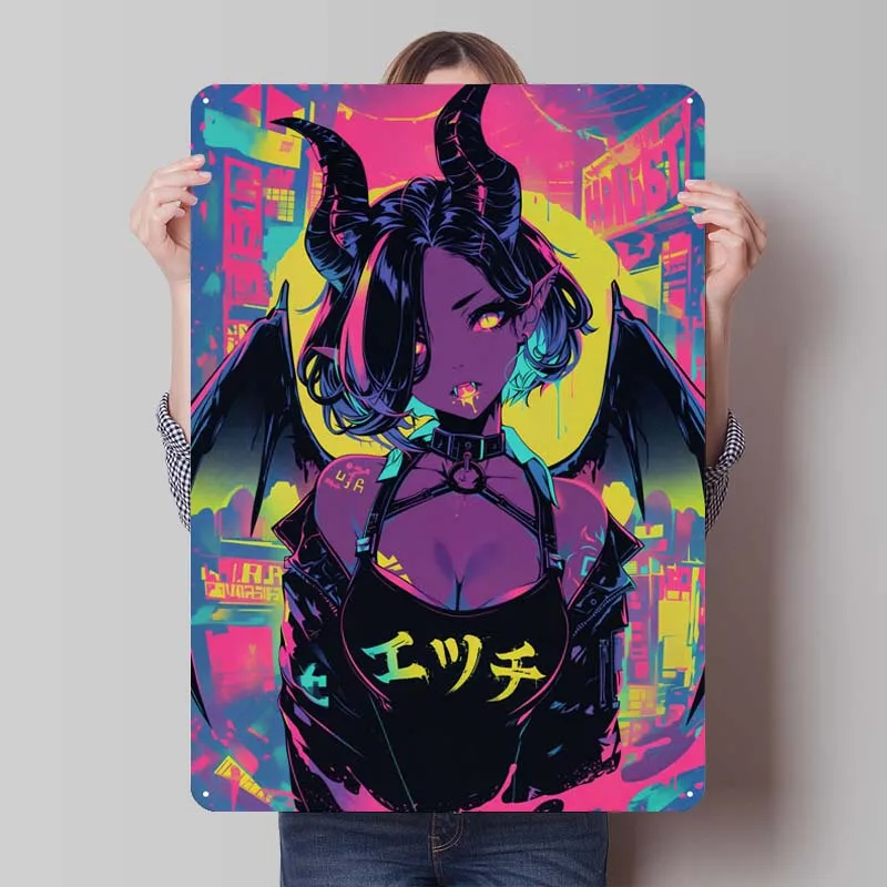 Anime Hentai Succubus Anime & Manga Posters Decoration for Home Decor Metal Tin Signs for Boys and Girls Room Wall Decoration