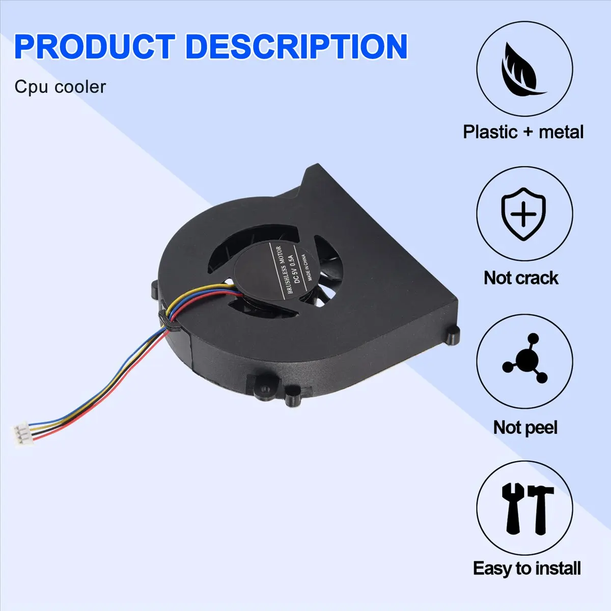 

(BAAY) New CPU Cooling Fan Fit 4Pin For HP Probook 4530S 4535S 4730S 6460B 6465b 8460P 646285-001 646284-00 Laptop DC 5V