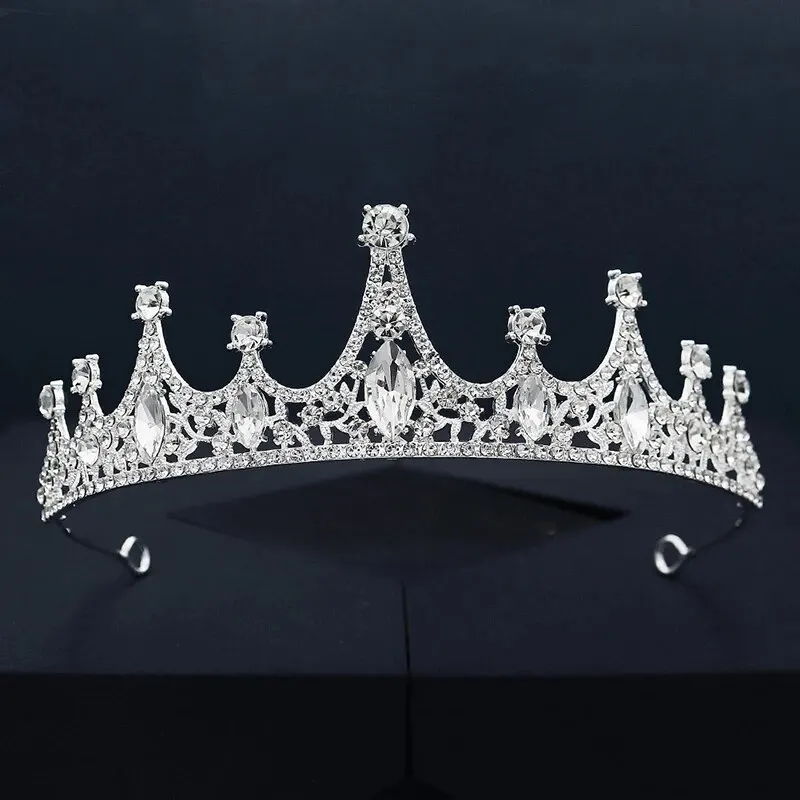 Black Big Rhinestone Crystal Rhinestone Party Wedding Hair Jewelry Accessories Birthday Tiaras Halloween Crown Women