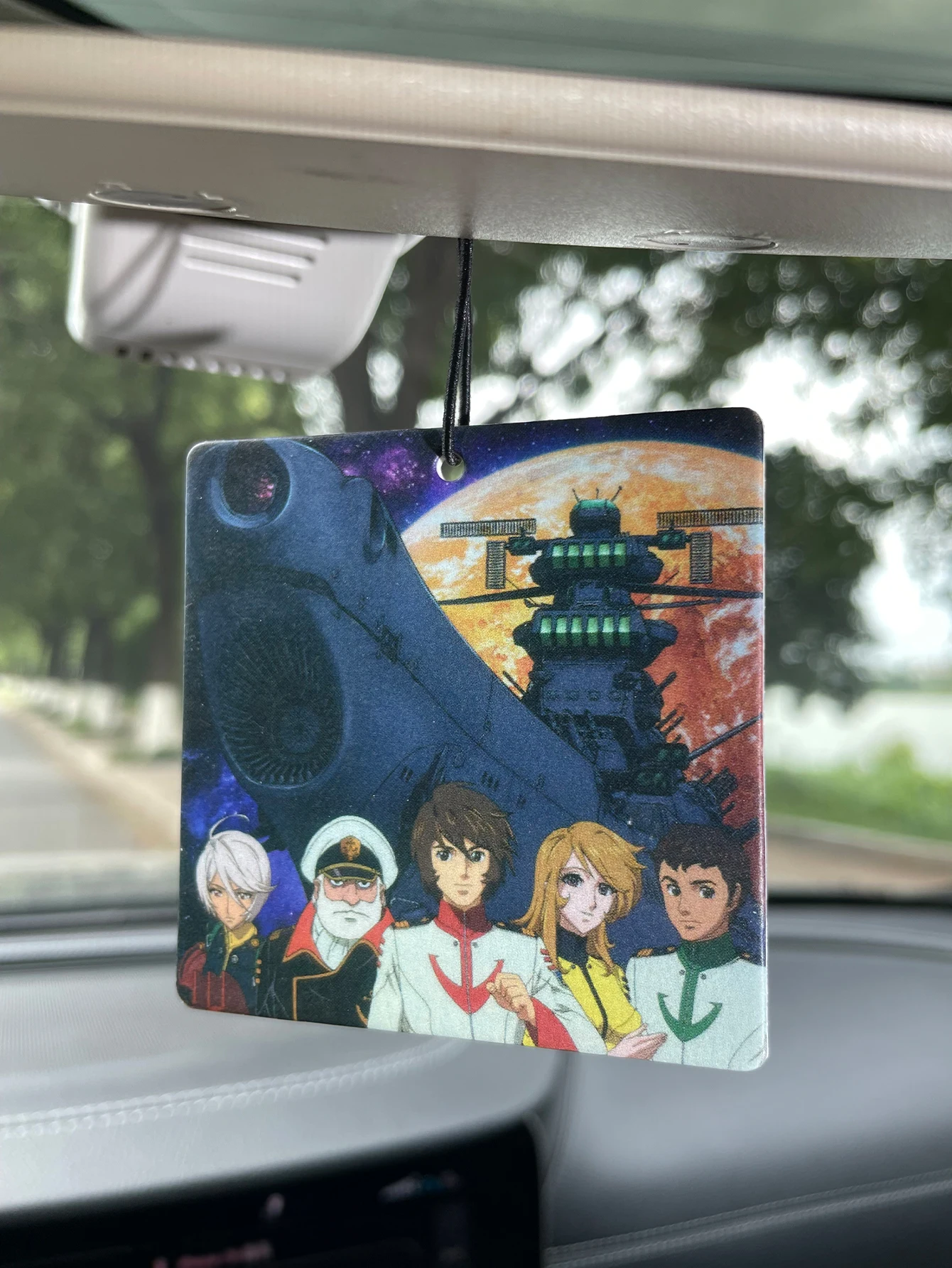 Space Battleship Retro Anime Hanging Car Air Freshener, Classic Sci‑Fi Spaceship Manga Character Paper Air Fragrance, Natural Pl