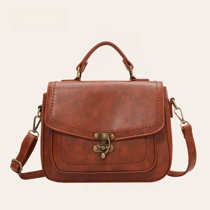 

Retro Fashion Messenger Bag Versatile Handbag Crossbody Bag Wooden Pattern Design Leather Strap Women's Handbag Daily Use