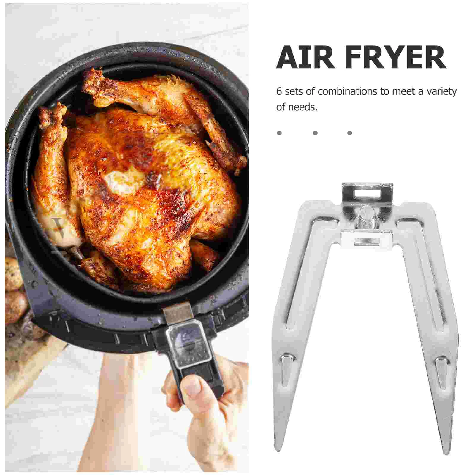 6 Sets Outdoor Stainless Steel Rotating Roasting Fork Shaft Assembly Chicken Strips Electric Oven Air Fryer Accessories Supply