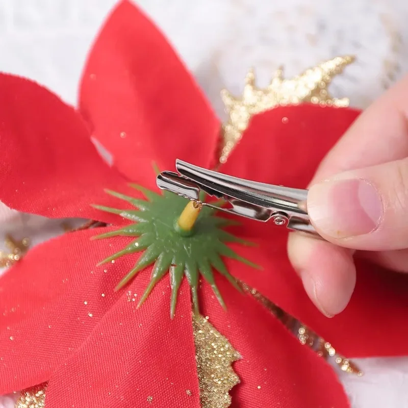200/10PCS Christmas Flower Fixed Clips Mini Metal Clips for Flower Xmas Tree Iron Clamp Party Garland Ornament Decoration Supply