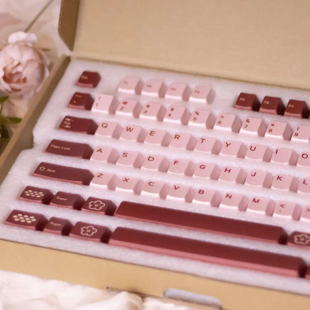 142 Keys Spring Peach Keycaps Cherry Profile PBT 5 Side Dye Sublimation Keycap For Mx Switch Mechanical Keyboard 2.25U 2.75U