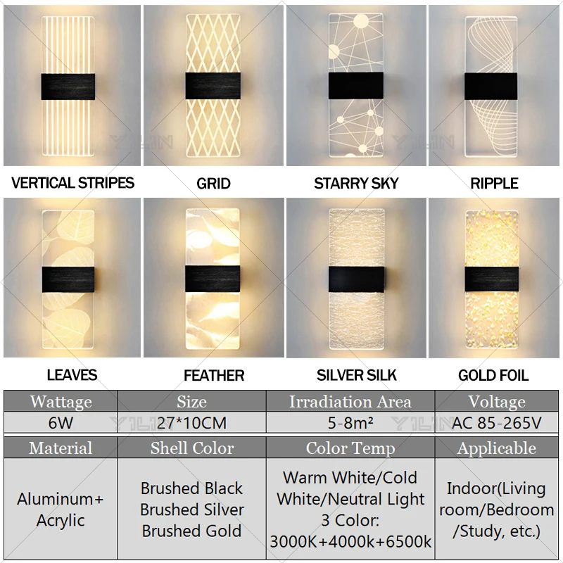 Original Design Acrylic Indoor Wall Lamp Nordic LED Wall Light 6W Sconce Lamps Balcony Aisle Bedside Lights For Home Decoration