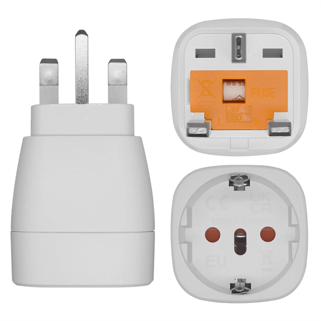 EU To UK Plug Adapter 250V with 13A FuseItaly,Switzerland,Germany and other European countries To British Singapor Travel Adapte