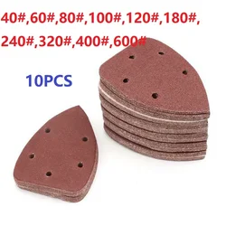 10pcs Triangle Sanding Pads Mouse Sander Pads Sandpaper 5 Holes 140*90mm 40 60 80 100 120 180 240 320 400 600 Grit Abrasive Tool