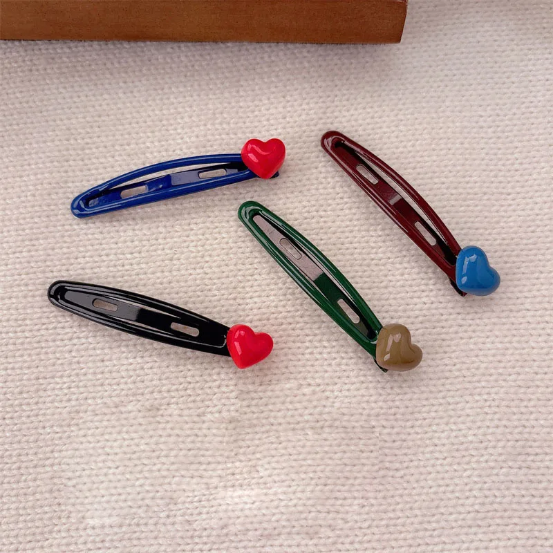 

4pc Cute Sweet Style Beautiful Solid Heart BB Hairpin Retro Hair Side Clips for Girls Women Korean Hair Accessories