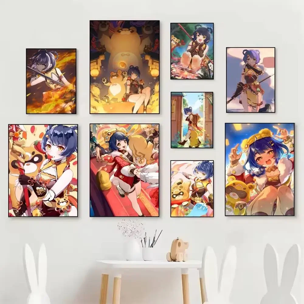 Game Genshin Impact Mao Xiangling Posters  Waterproof Ideal For Living Room Bedroom Bar Decoration