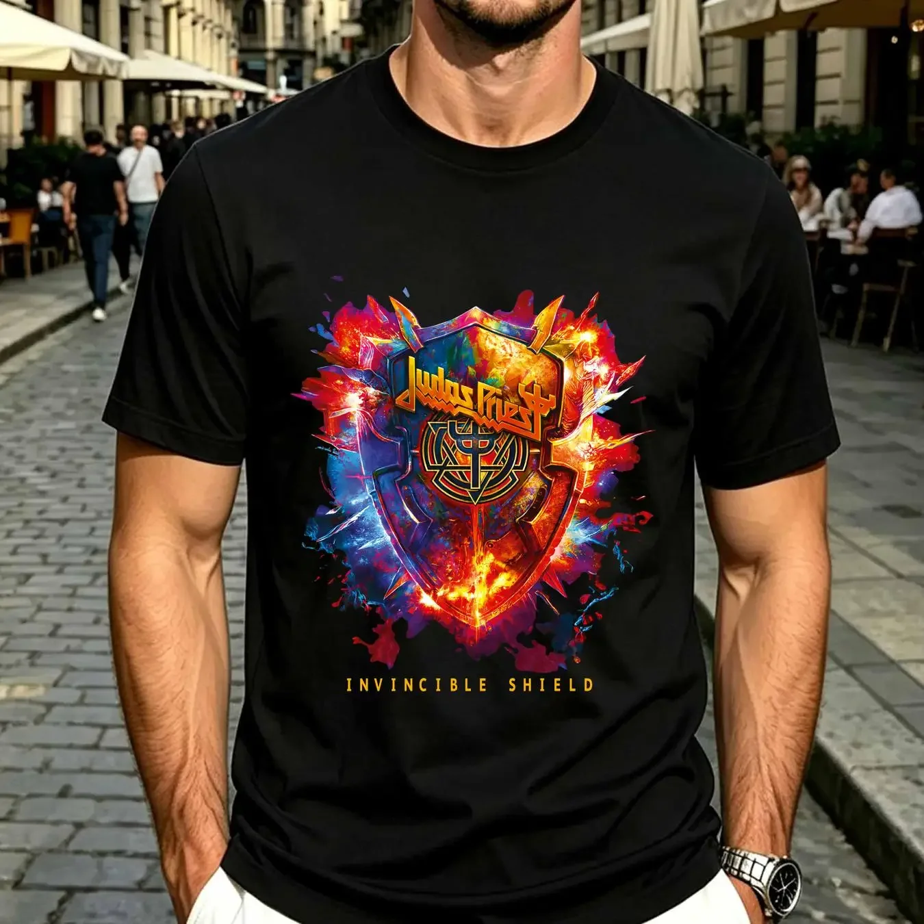 washed T Shirt Judas Priest Invincible Shield Tour 2024 long or short sleeves vintage Washed Breathable Top For Everyday Wear