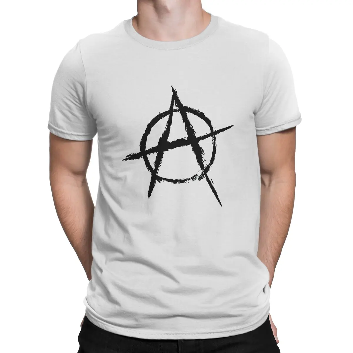 Anarchy Anarchist Symbols Black Tshirt Homme Men's Clothing Polyester T Shirt For Men