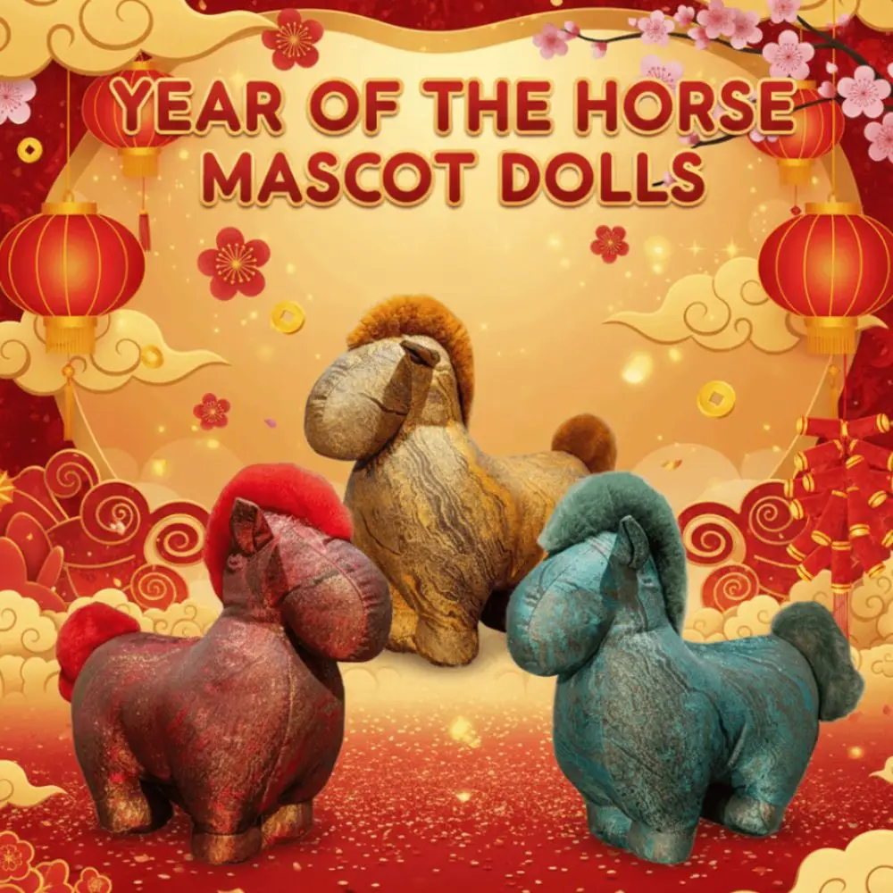 

Забавная лошадь-талисман, милая с блестками, мягкая лошадь, кавайная креативная фигурка пони со знаком зодиака, китайский Новый год