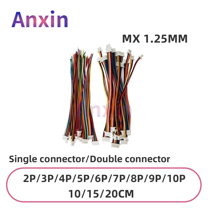 5 шт. 10/15/20 см кабель с одинарным/двойным разъемом MX MX1.25 2P 3P 4P 5P 6P 7P 8P 9P 10P разъем с шагом 1,25 мм