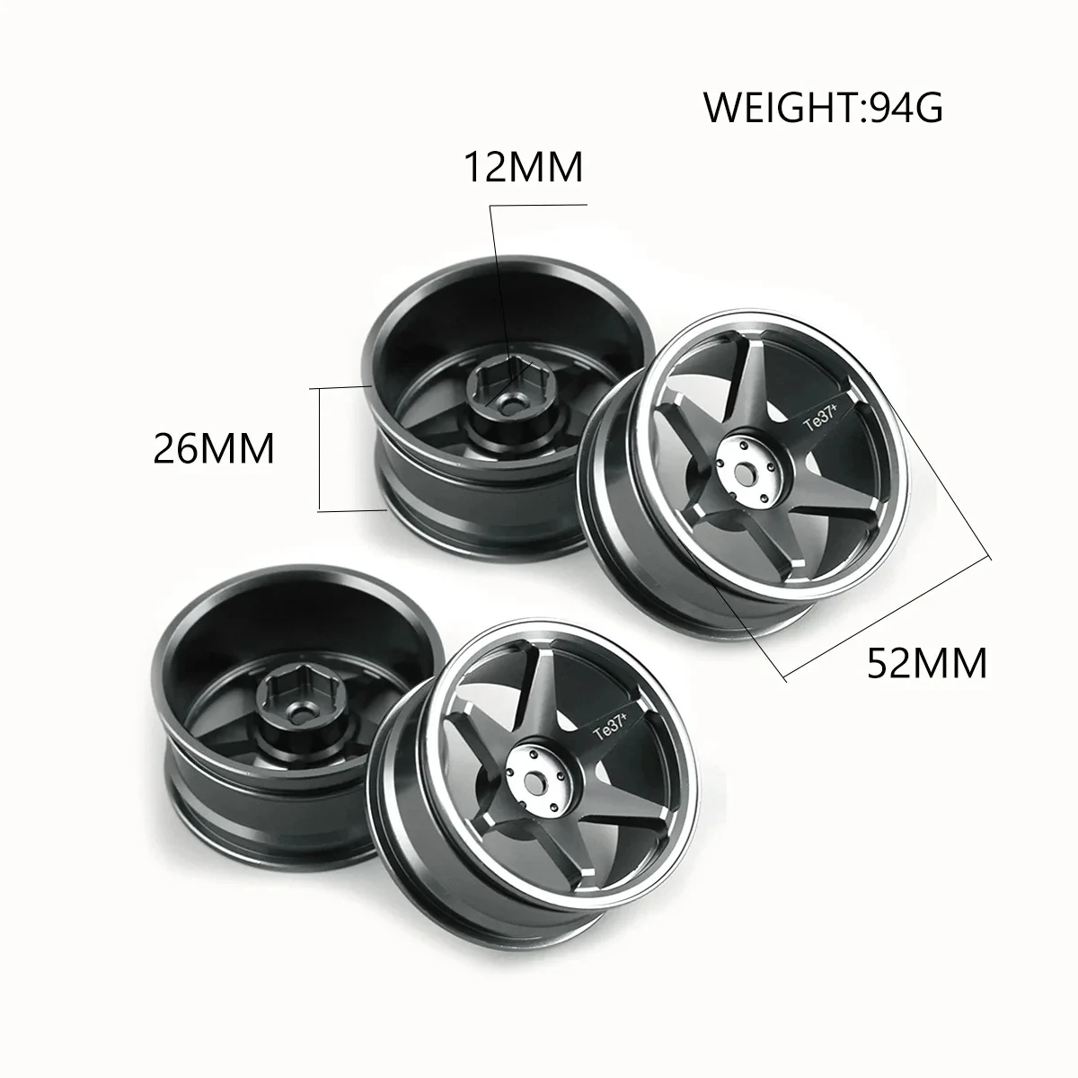 4PCS Tires Tyre Drift Wheel Hub Rim 12mm for KYOSHO for Tamiya 1:10 TT02 XY01 RC Car