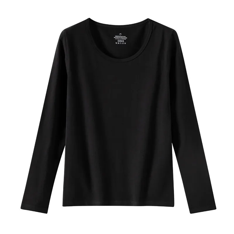 Shirt Met Lange Mouwen En Lange Mouwen Dames Winter Cropped Tops Zwart Casual Slank Basis Fluwelen Warmtevezel T-Shirts 2023
