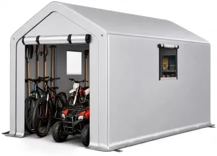 6x10 FT Outdoor Storage Shelter Shed, Heavy Duty Portable Garage with Roll-up Zipper Door, Waterproof and UV Resistent