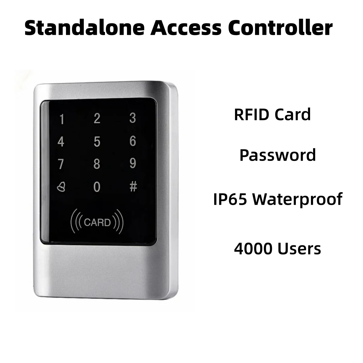 Standalone Access Control System RFID Card Keypad Reader 125KHz ID Password Door Entry Controller Waterproof Metal 4000 Users