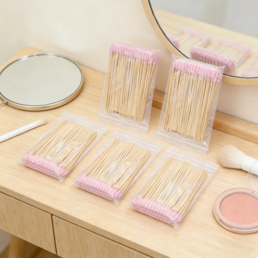 

15cm Pink Bamboo Cotton Swabs-Long Swab,Cotton Buds with Wooden Sticks-Applicators Cleaning Buds for Makeup, Pet Care,Tattoo