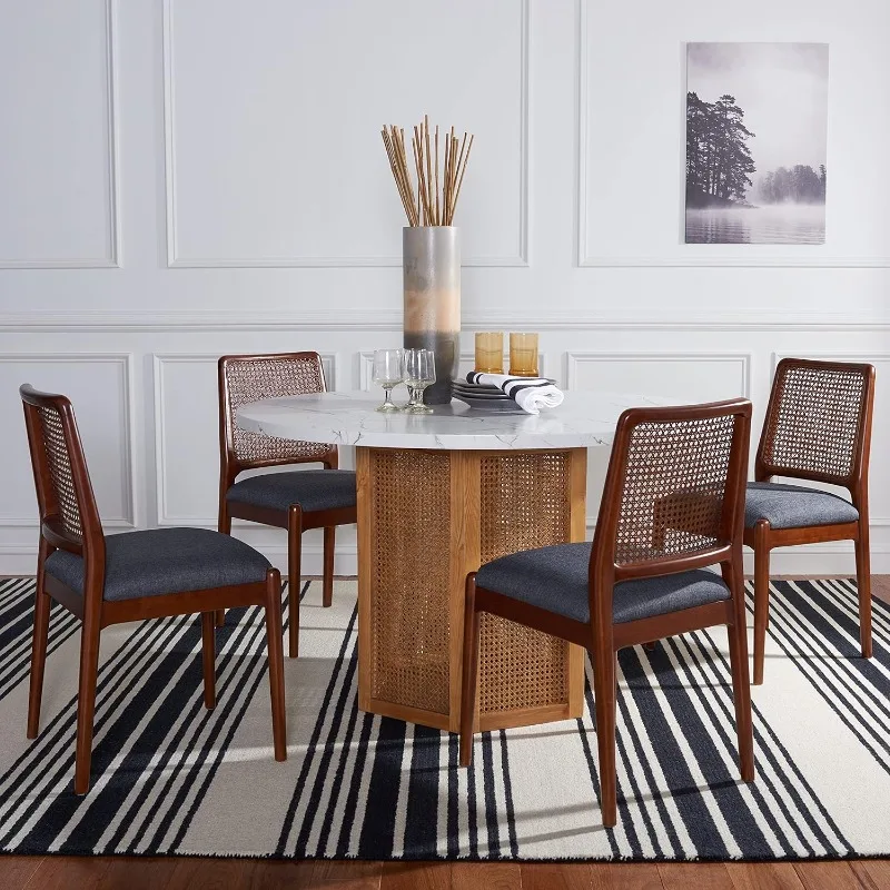 Rebound White Rattan Dining Chair, Home Collection, Almofada Totalmente Montada, Conjunto de 2, DCH8800B-SET2, 0