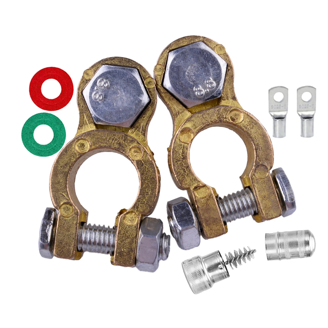 

1 пара морских автомобильных лодок RV M10, латунные клеммные разъемы для аккумулятора, набор зажимов