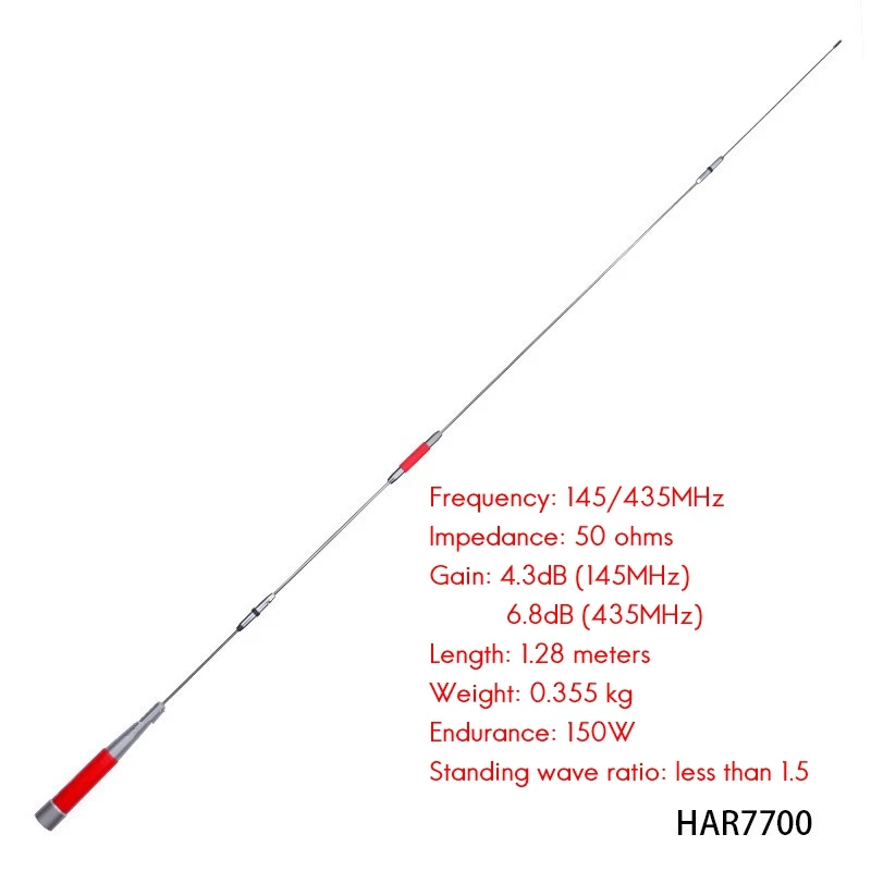 Har-7700 d'antenne de talkie de Walperforated 145/435Mhz touristes UV-interphone mort élevé de segment pour l'antenne de véhicule tout-terrain extérieure