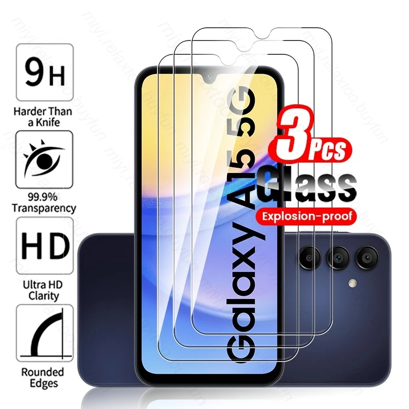 Protecteur d'Écran en Verre pour Samsung Galaxy, 3 Pièces, A05, A05s, A15, 4G, A25, A35, A55, 5G, A 05 s, 15, 25, 35, 55, 2024