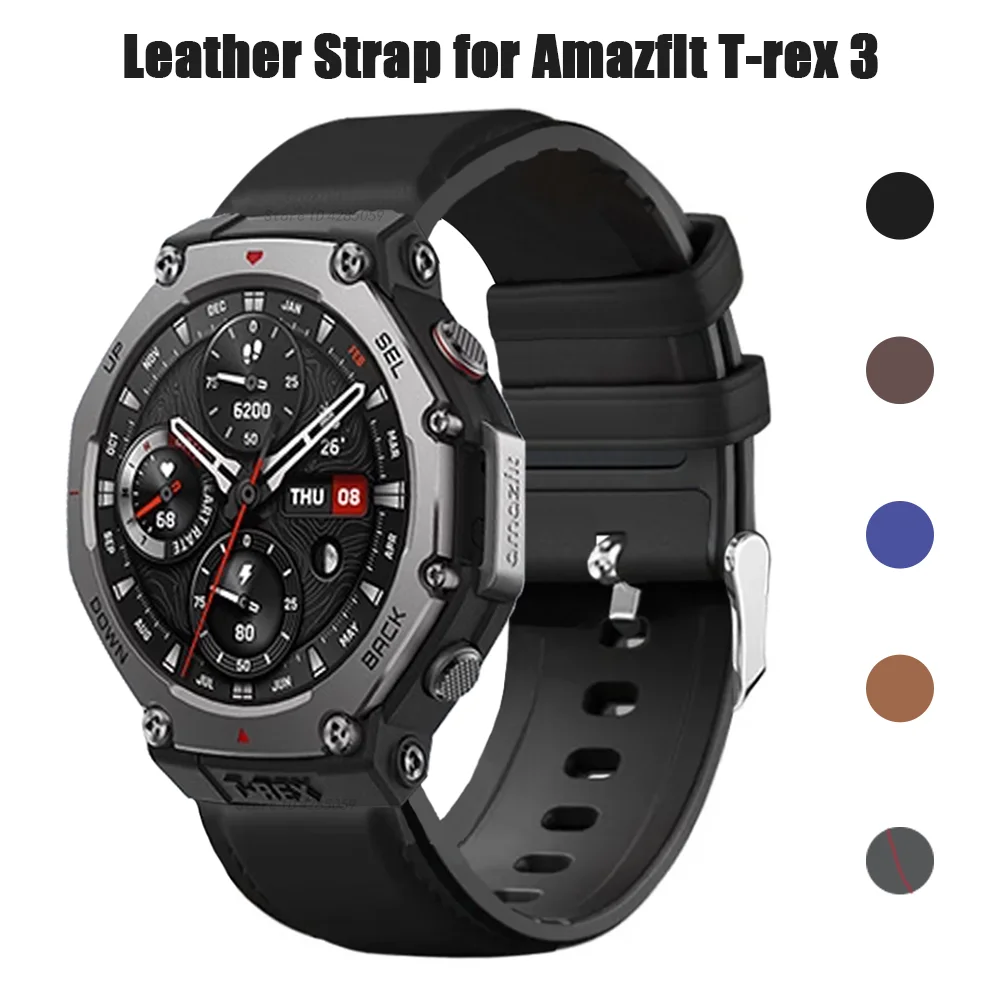 Leather Silicone Watchband For Amazfit T-rex 3 Smart watch Wrist Strap For Huami Amazfit T-rex 3 Bracelet Accessories Correa