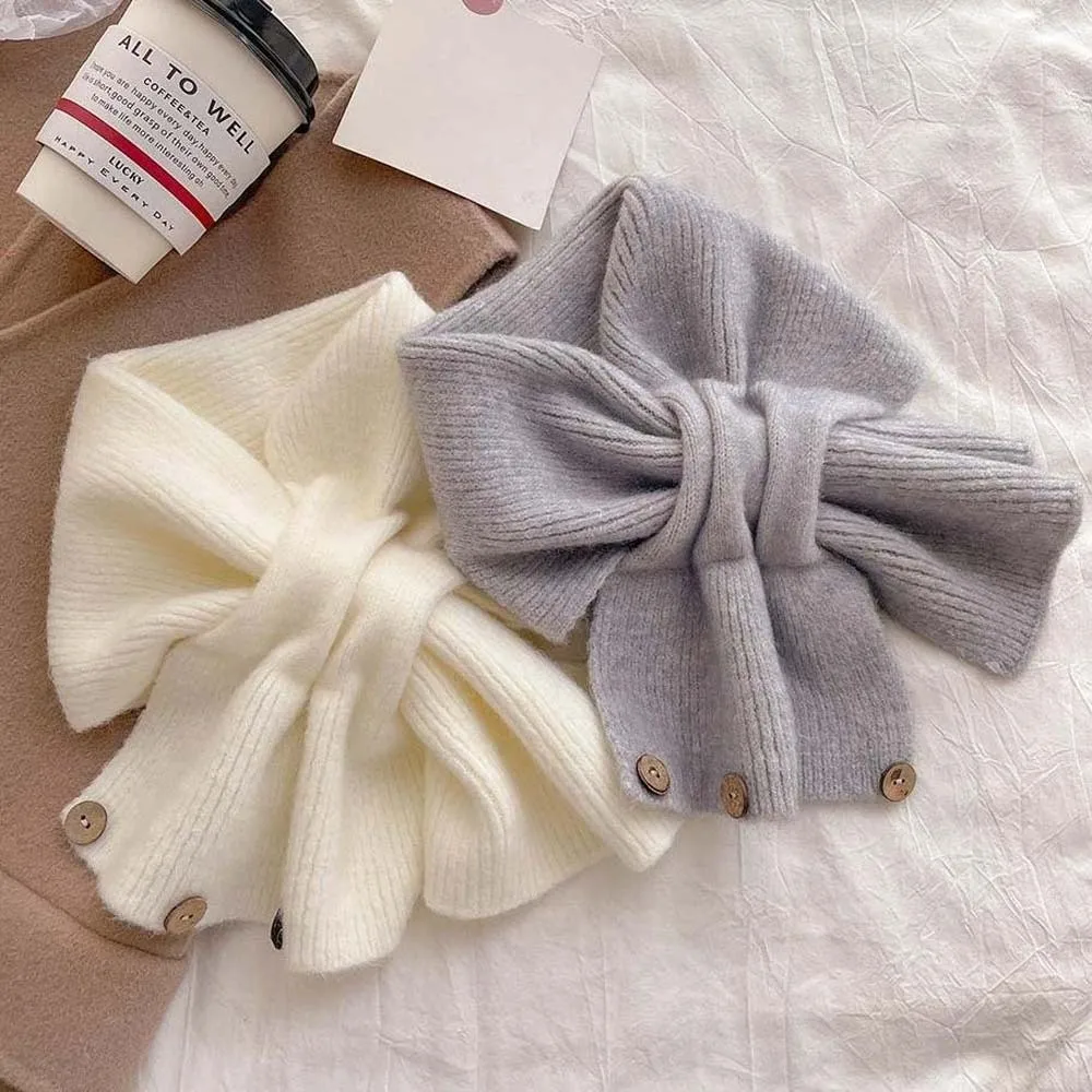 Thickened Solid Color Scarf Thermal Tippet Skin-friendly Yarn Short Knit Neckerchief Compact Design Windproof Guard