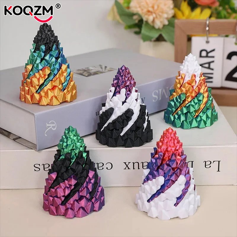 

Three Layer Spiral Cone Impossible Stone Passthrough Fidget Helix Rotating Pressure Reducing Toy Pyramid Ornaments 3D Printed