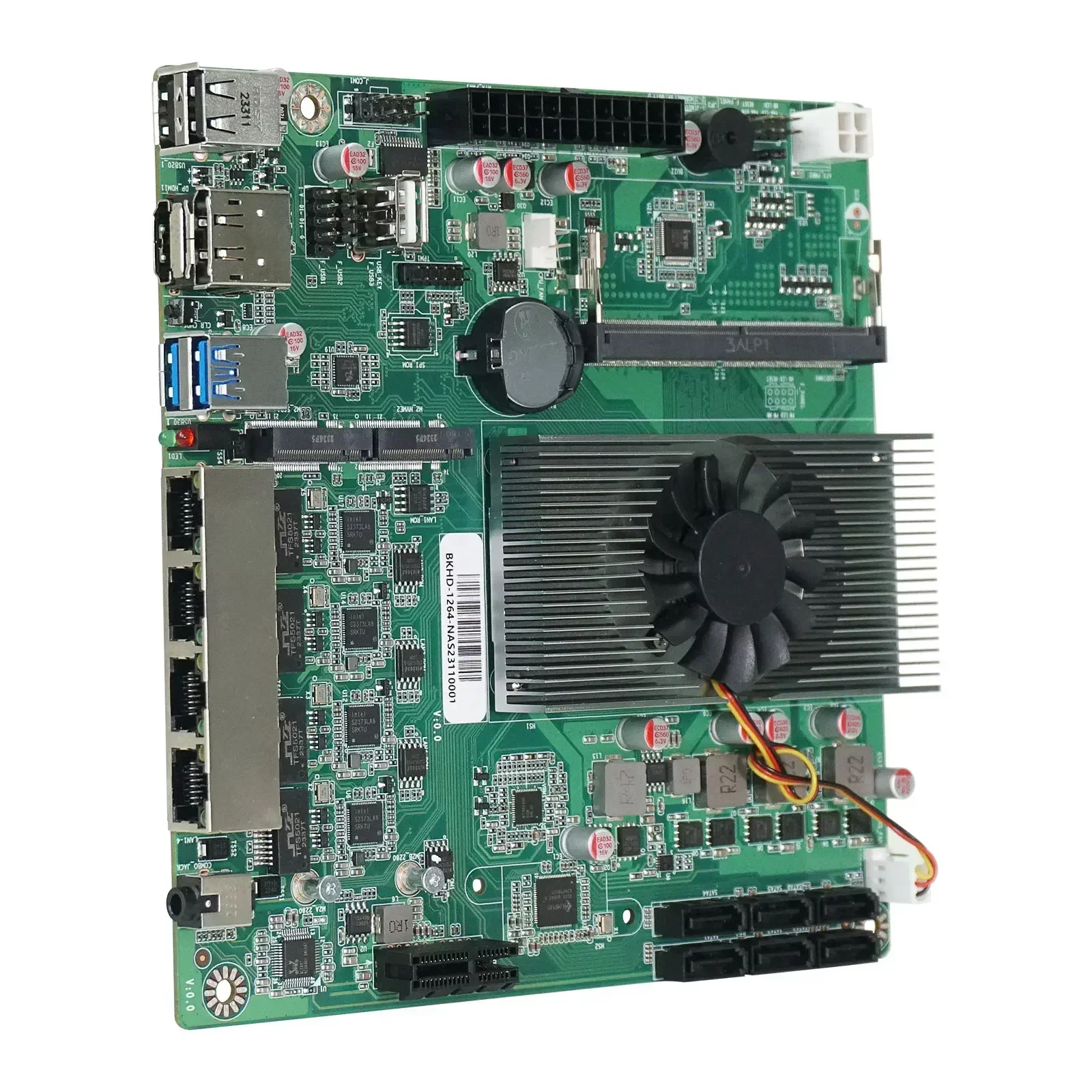 Alder Lake N100 NAS Motherboard Industrial  ITX 17x17CM DDR5 4* i226 2.5GBps LAN M.2 NVMe 6 x SATA DP HD Low Power