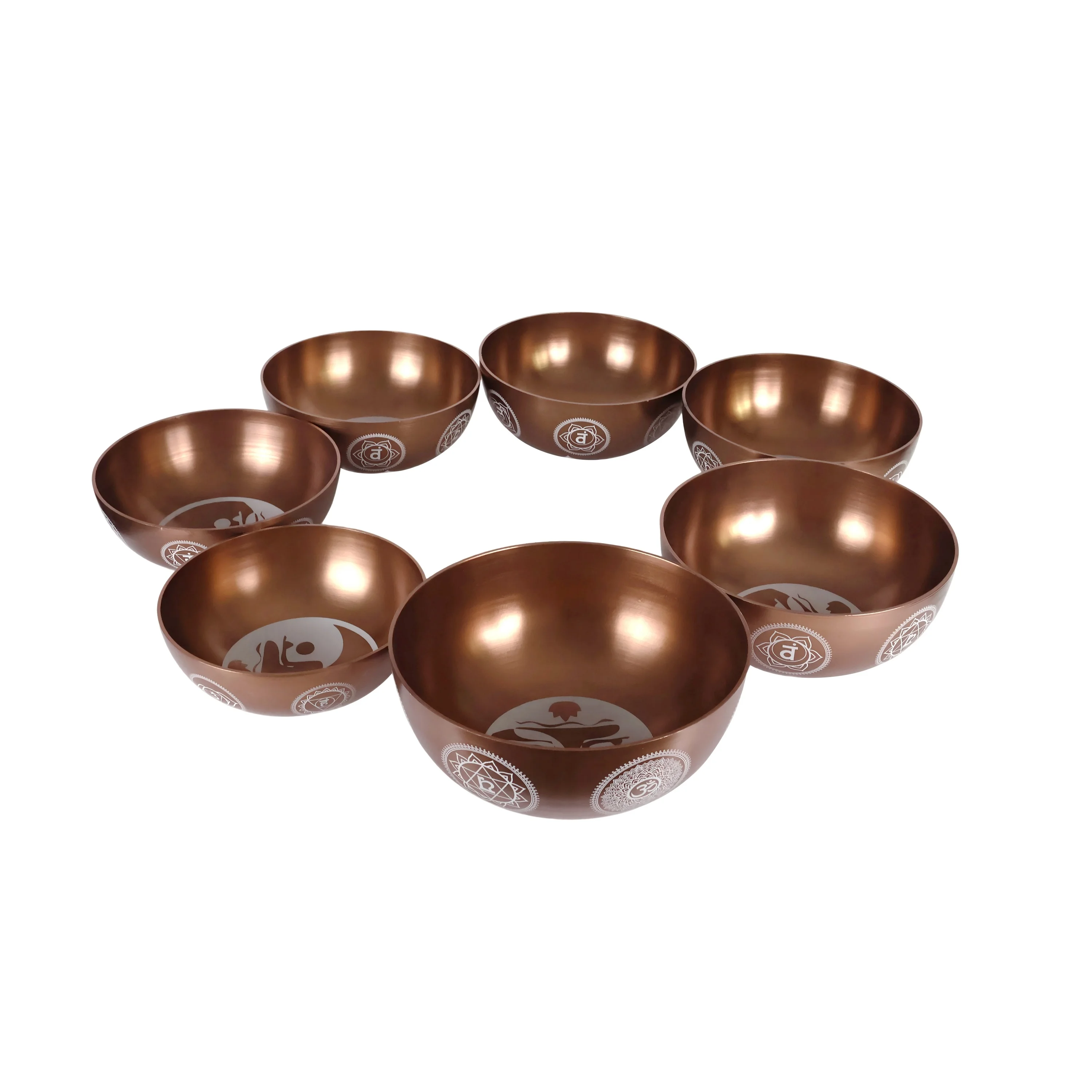 Singing Bowls Full Chakra Set Copper Color of Schumann Frequency Therapy for Sound Healing Bath Ideal for Meditation Yoga - view 6