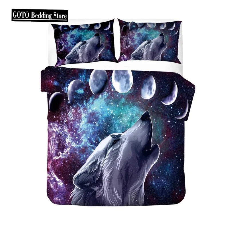 

Print Hight Quality Duvet Cover Sets Galaxy Wolf Bedding Set 2/3pcs Quilt Cover Bed Linens Home Textile UK /AU King/US King Size