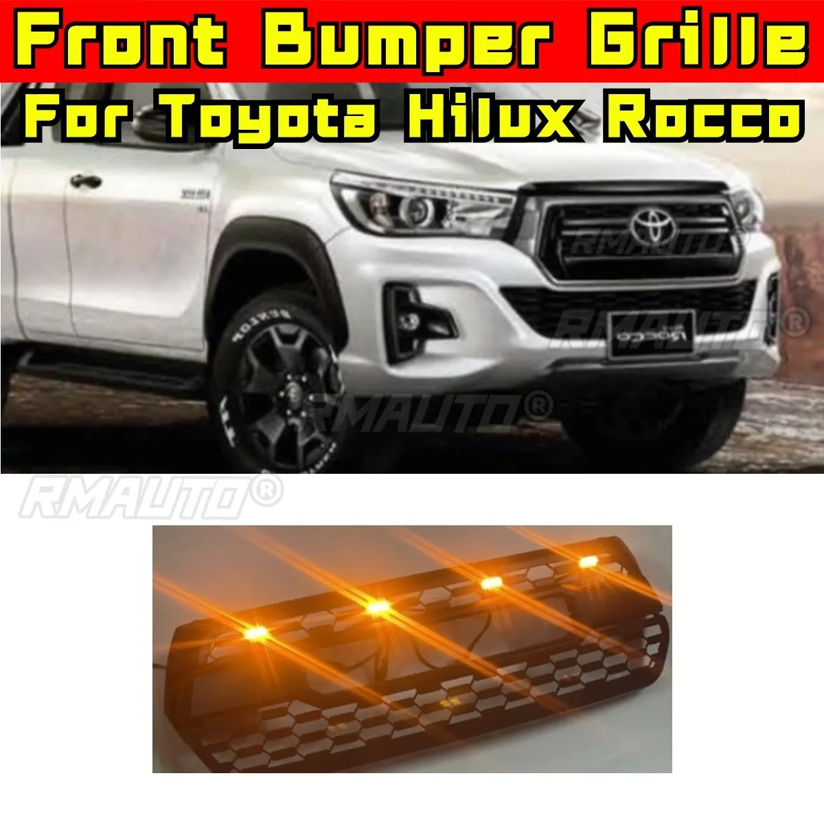 For Toyota Hilux Rocco Bumper Grill Racing Grills Car Front Grille Grillg Exterior Part For Toyota Hilux Rocco Car Accessories