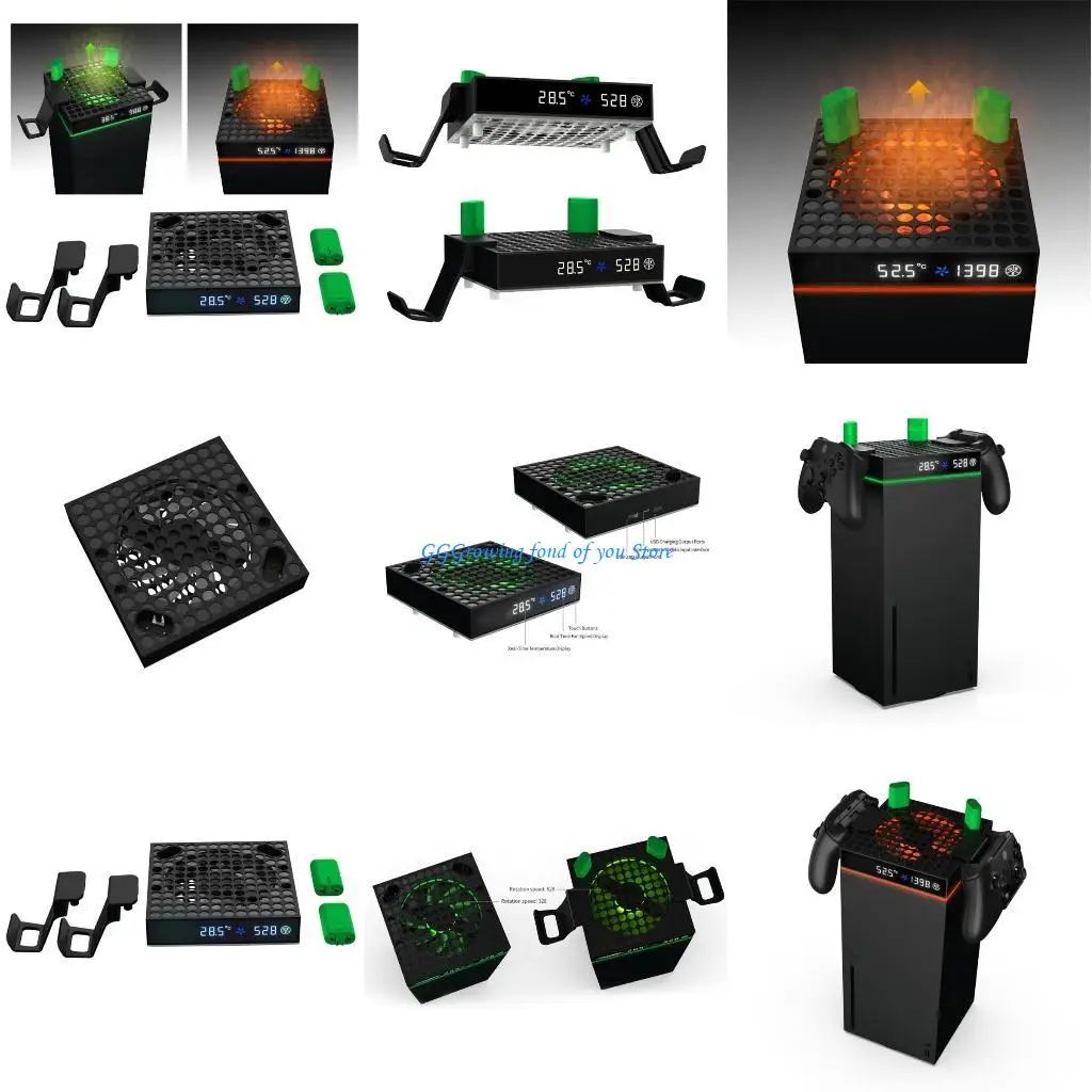 

H9EB Game Consoles Cooling Fan Stand for Top Dust Proof Cover 3 Speed Adjustable Host Heat Dissipation Dock
