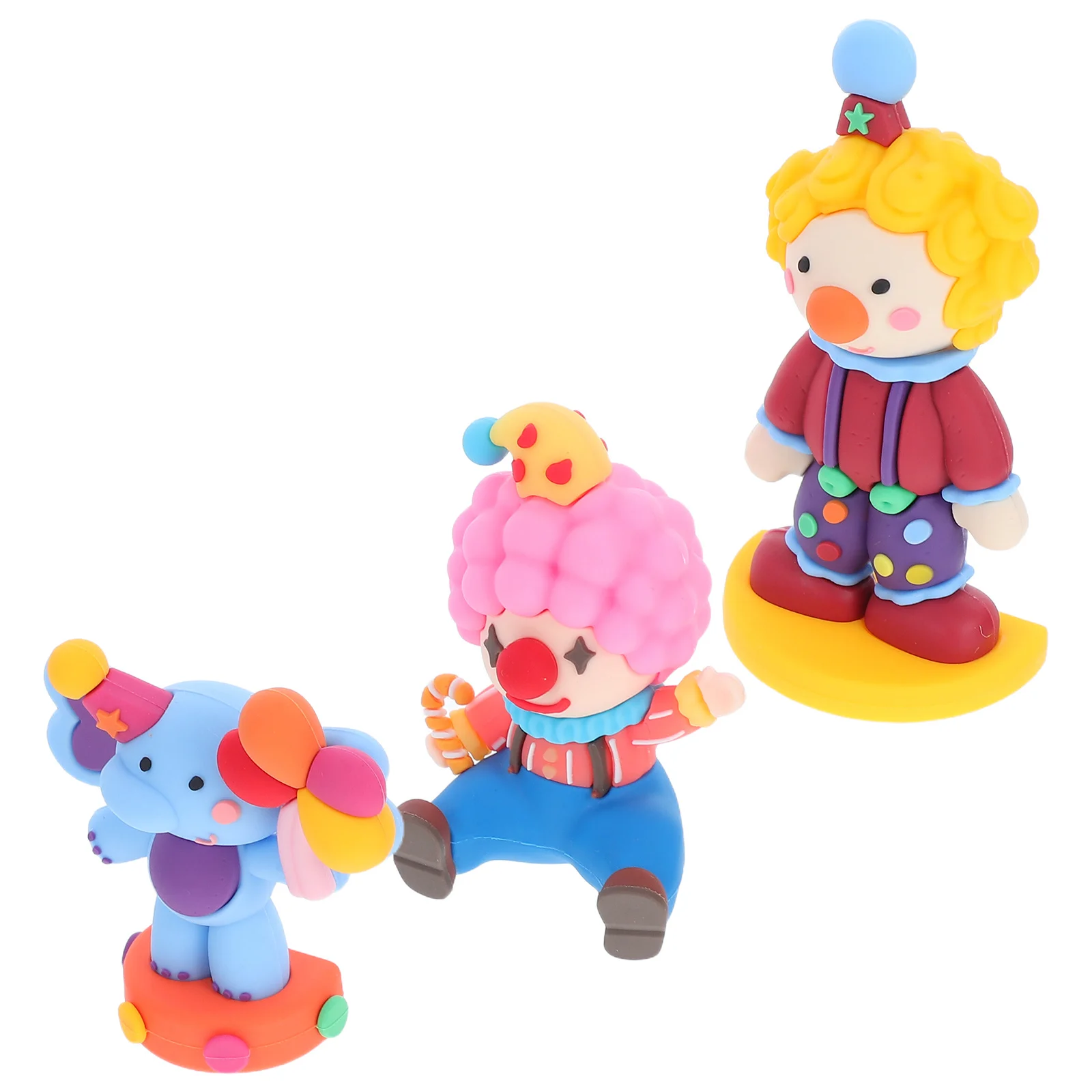 

3Pcs Fun Clown Statues Perfect for Home Office Desk Decor Garden Theme Cake Topper Sand Tray Scene Mini Landscape Accessory
