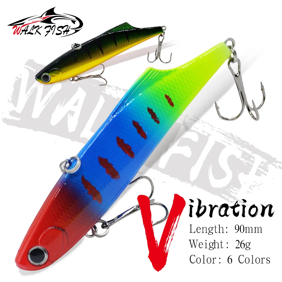 WALK FISH 1 pièce 9cm 26g Leurre VIB de pêche sur glace hivernale, coulant, longue portée, multi-couche, appât artificiel rigide bionique, équipement de pêche à la truite