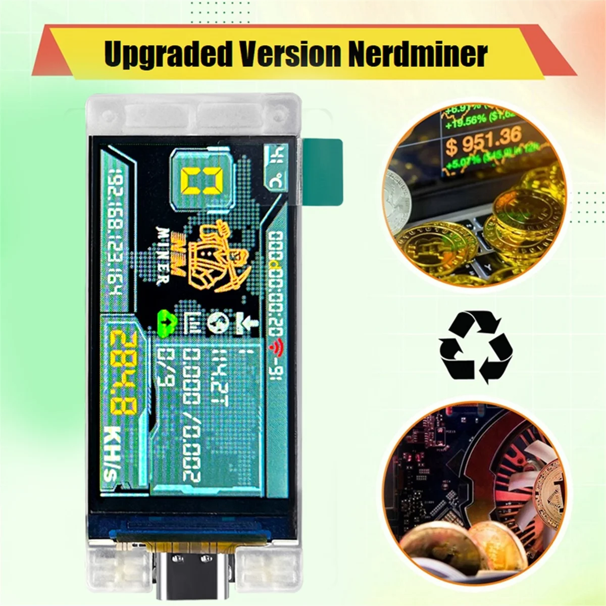 

Лидерно-красочное обновление NerdMiner 285KH/S BTC Solo Lottery Miner Bitcoin Crypto Miner WiFi Connection Маломощный Nerd Miner