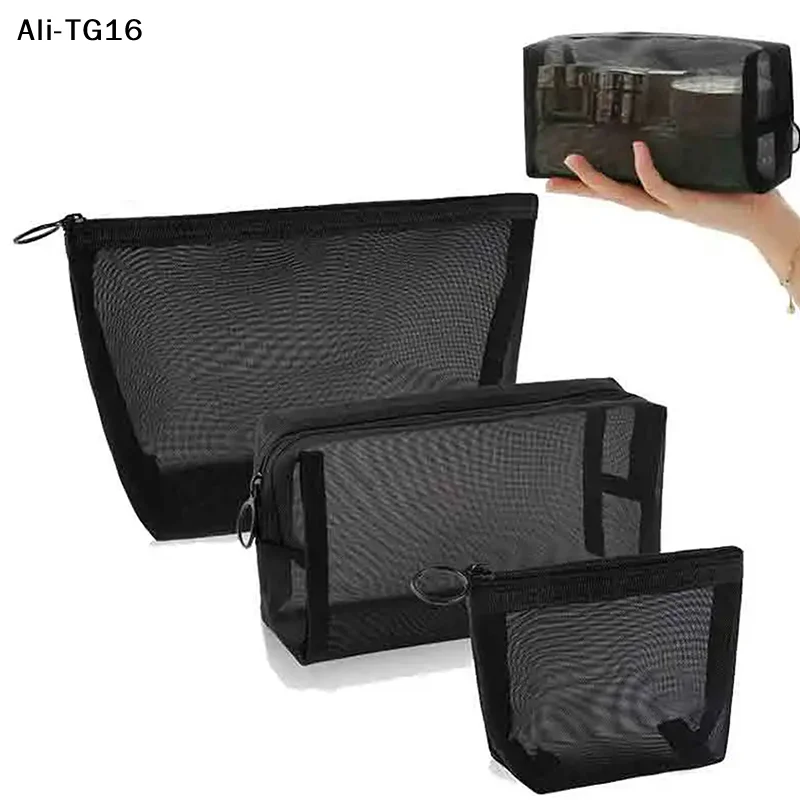 Transparente Kosmetiktaschen Klein und Groß Schwarze Make-up-Tasche Tragbare Reise-Toilettentasche Organizer Etui Lippenstift-Aufbewahrungsbeutel