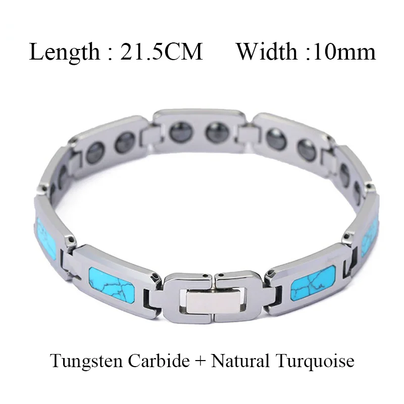 Luxury Blue Turquoises Real Tungsten Carbide Bracelet For Men and Women Magnet Stone Fashion Jewelry Men\'s Bracelets Never Fade